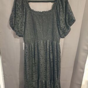 NWT LC Lauren Conrad Black Lace Puff Sleeve Dress Sx. OX